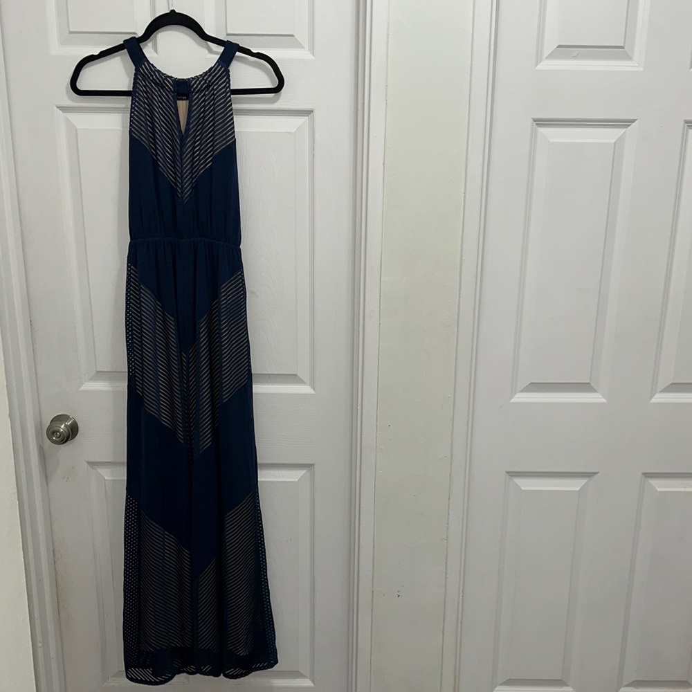 APT9 Navy Striped Halter Maxi Dress - Women's